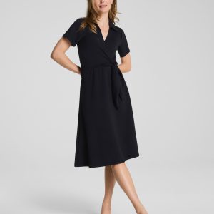 SPANX AirEssentials? Collared Tie-Waist Midi Dress | Very Black