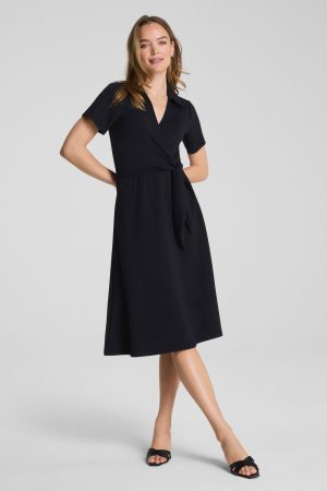 SPANX AirEssentials? Collared Tie-Waist Midi Dress | Very Black