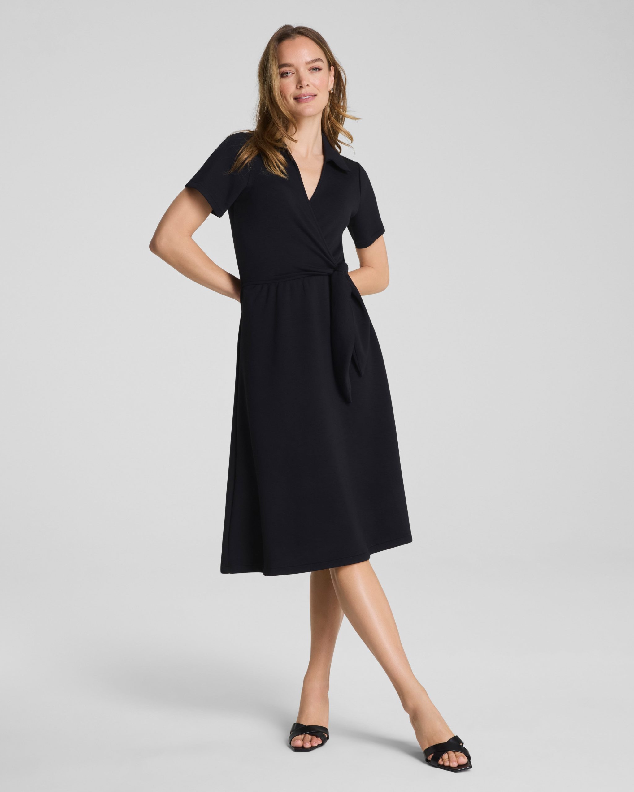 SPANX AirEssentials? Collared Tie-Waist Midi Dress | Very Black