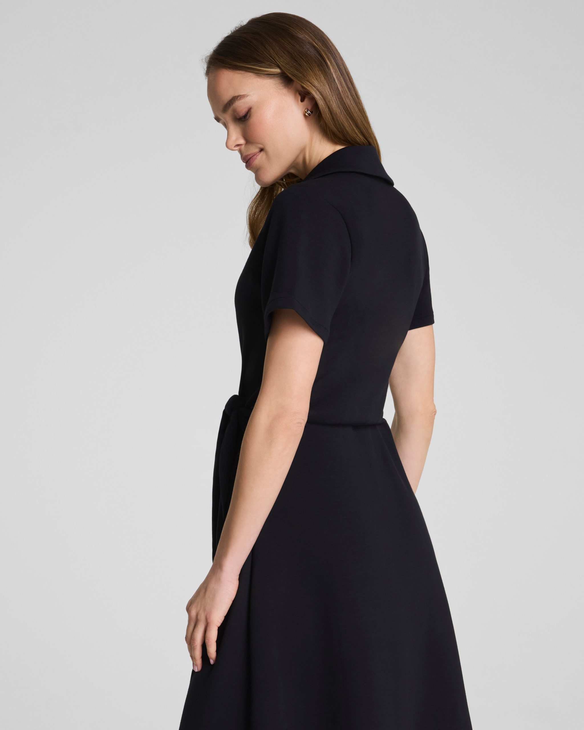 SPANX AirEssentials? Collared Tie-Waist Midi Dress | Very Black - Image 4
