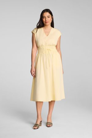 SPANX? Poplin V-Neck Smocked Midi Dress