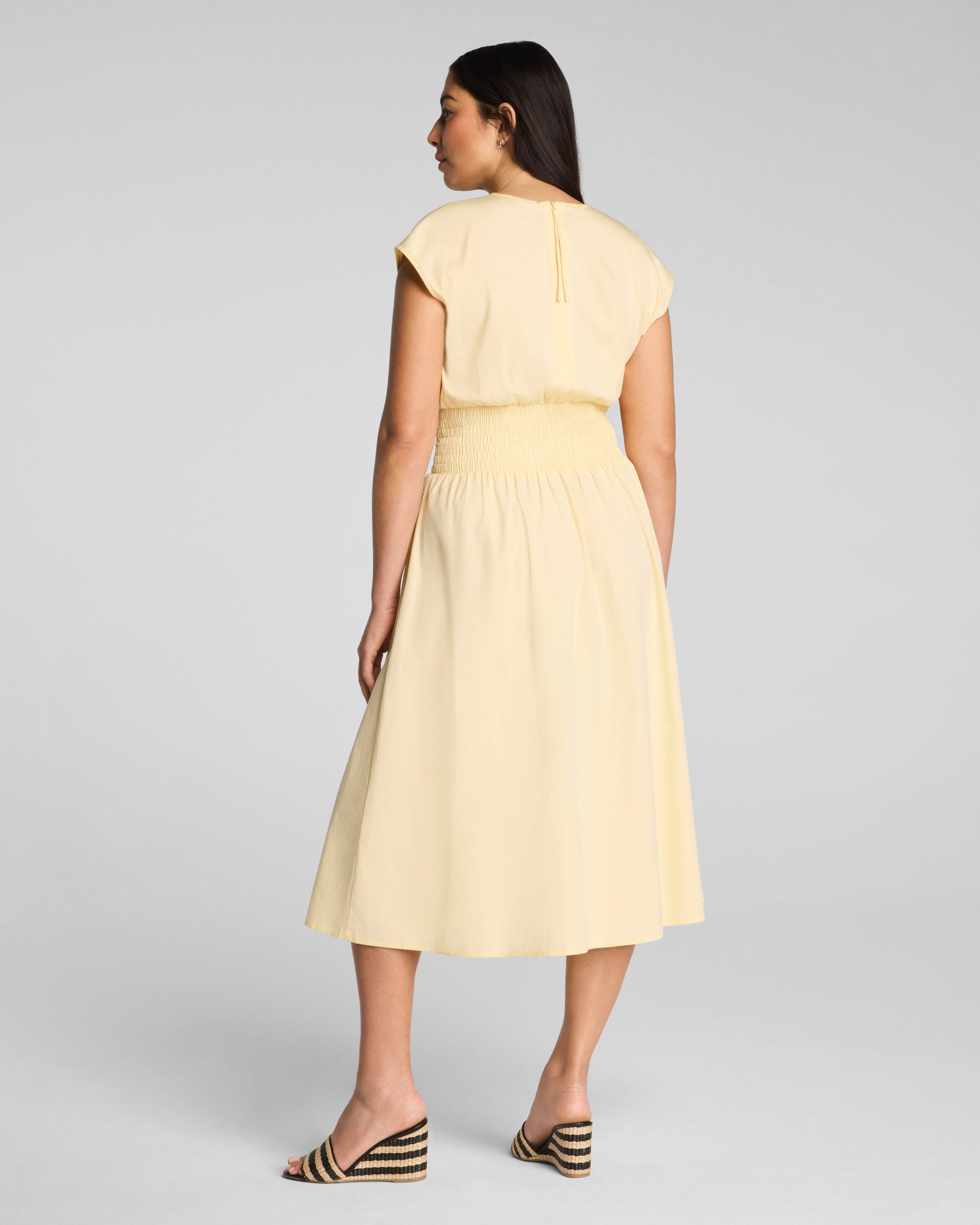 SPANX? Poplin V-Neck Smocked Midi Dress | Sunbeam - Image 2