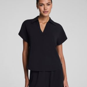 SPANX? CarryOn Collared Tee | Classic Black