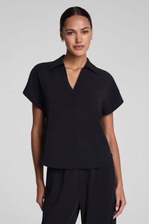 SPANX? CarryOn Collared Tee | Classic Black