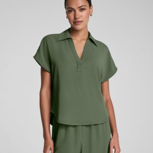 SPANX? CarryOn Collared Tee | Eucalyptus