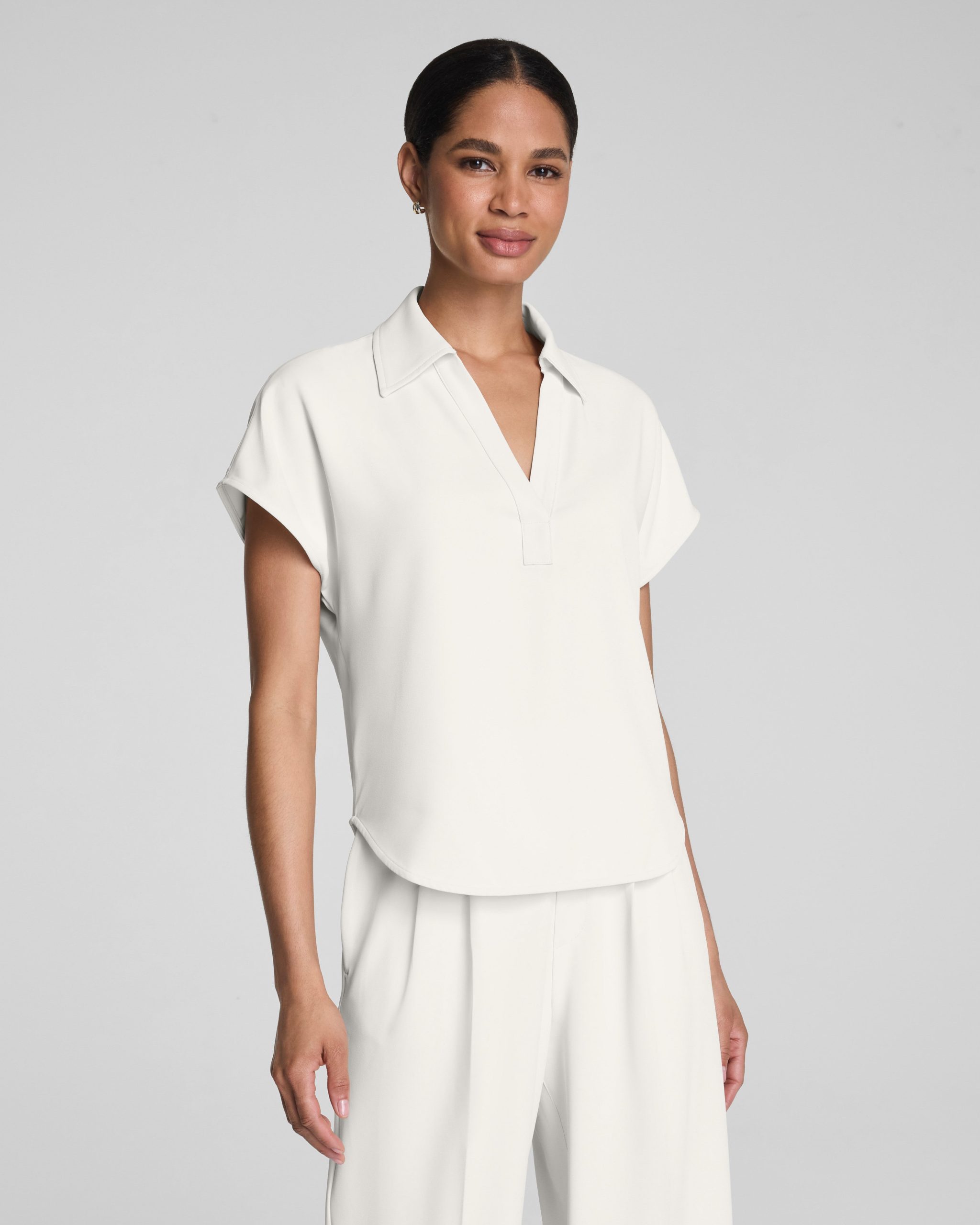 SPANX? CarryOn Collared Tee | Ivory