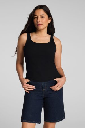 SPANX? Ribbed Knit Scoop Neck Tank | Classic Black