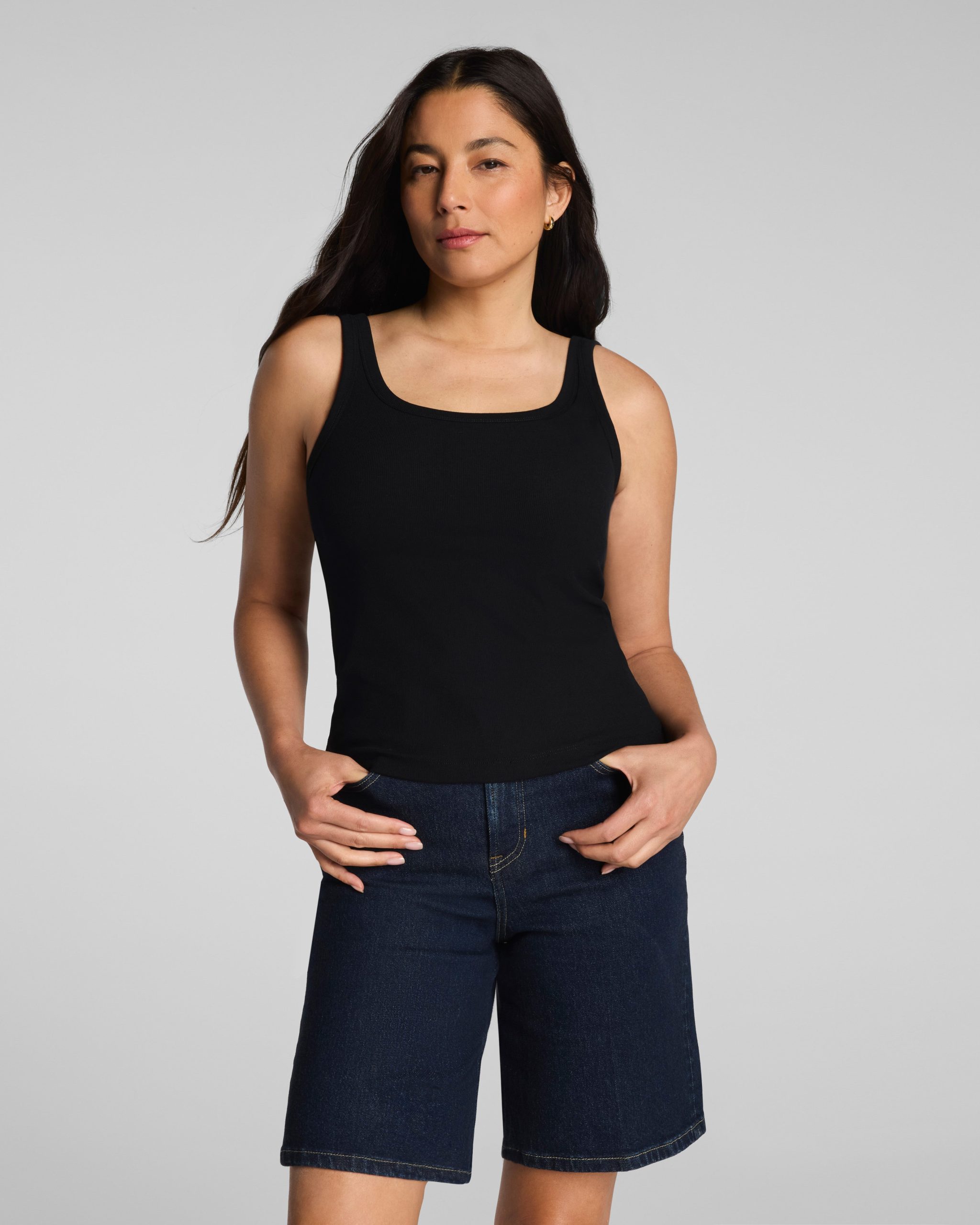 SPANX? Ribbed Knit Scoop Neck Tank | Classic Black