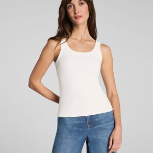 SPANX? Ribbed Knit Scoop Neck Tank | Ivory