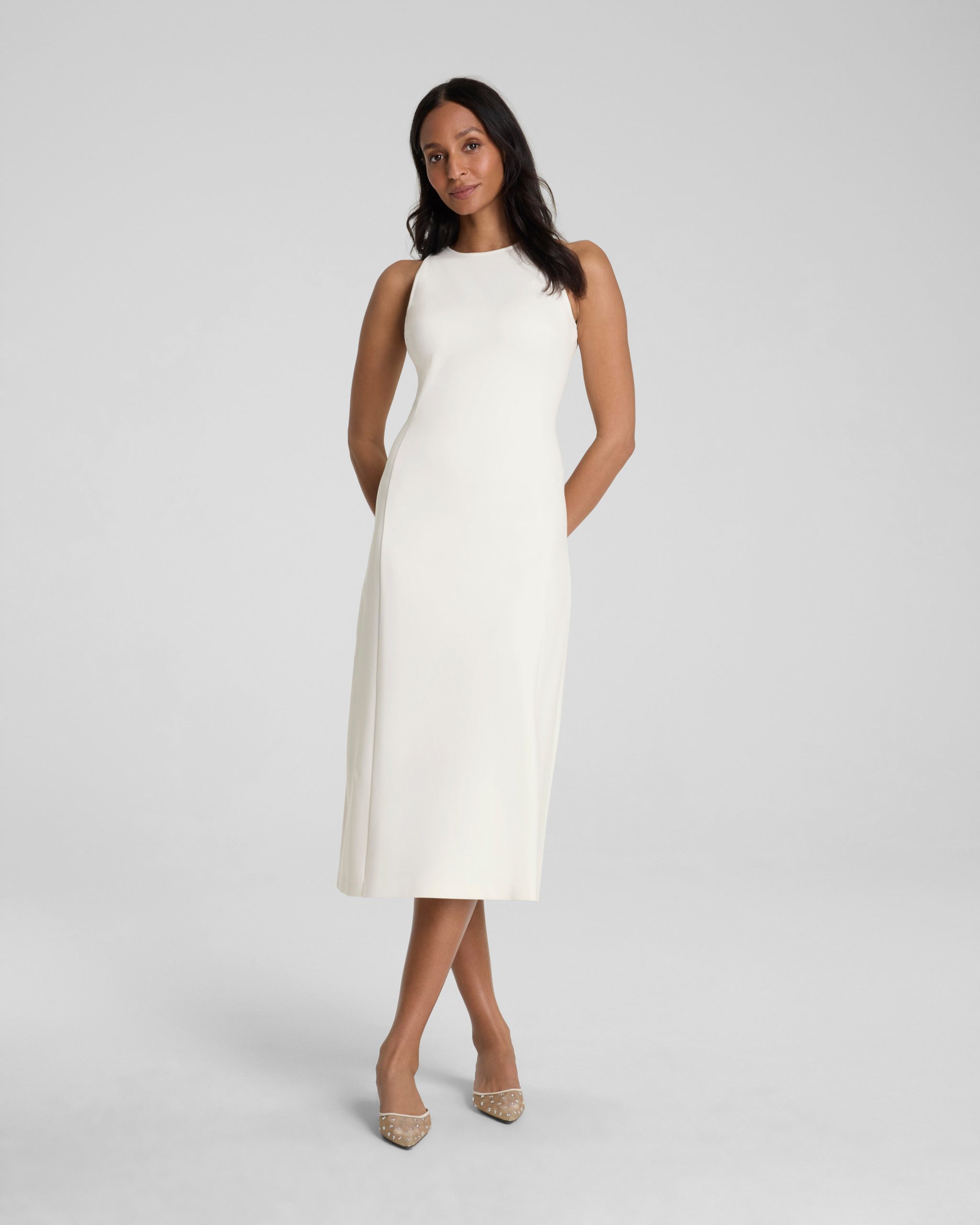 SPANX? Ponte Sleeveless A-Line Midi Dress | Ivory