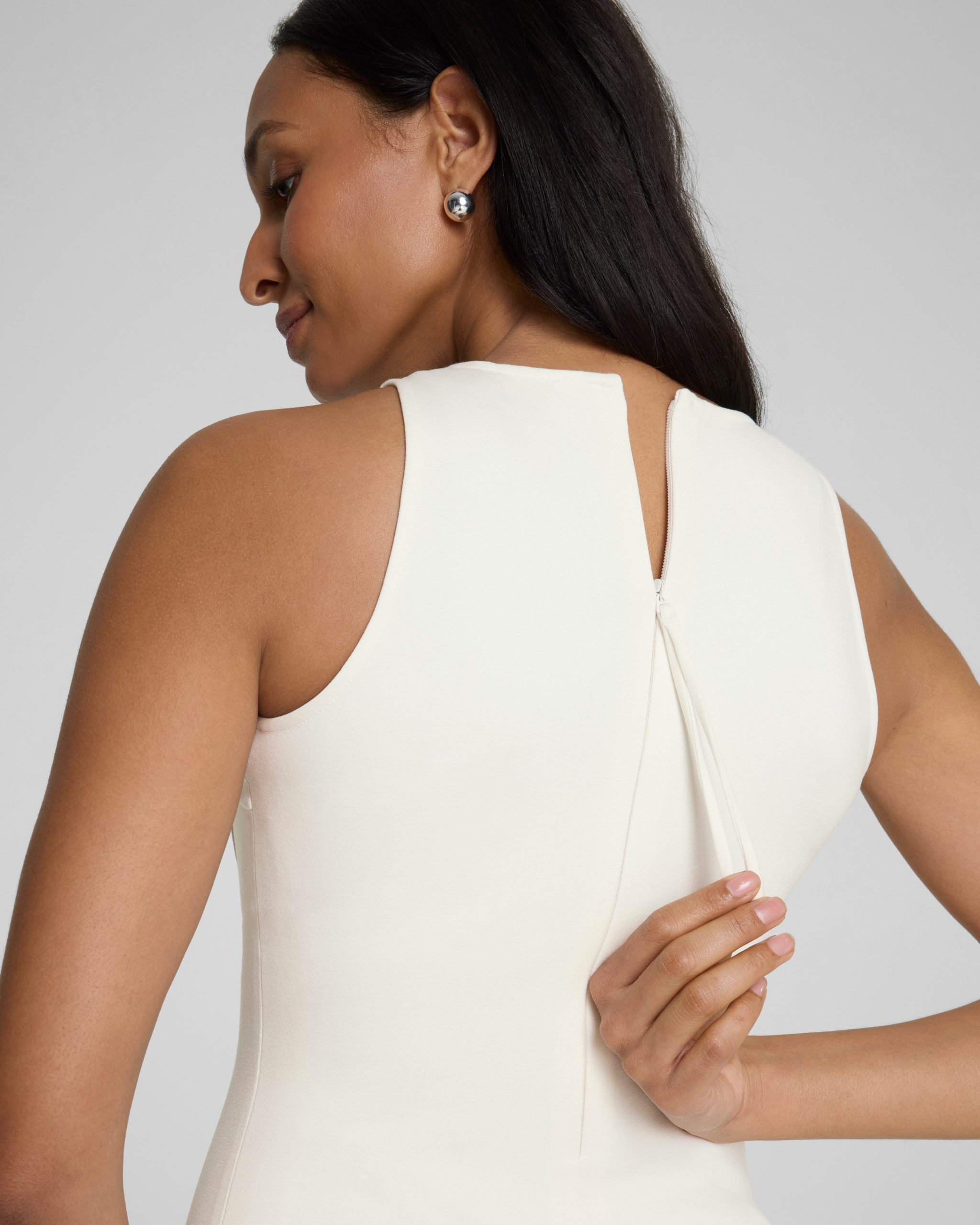 SPANX? Ponte Sleeveless A-Line Midi Dress | Ivory - Image 4
