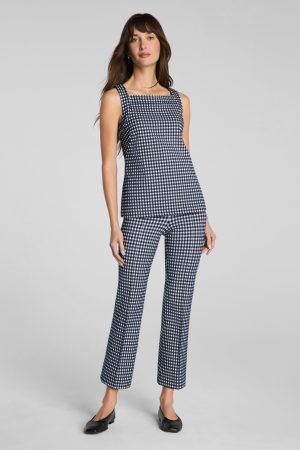 SPANXsupersmooth? PerfectFit Ponte Kick Flare Pant with Pintuck | Timeless Navy Gingham
