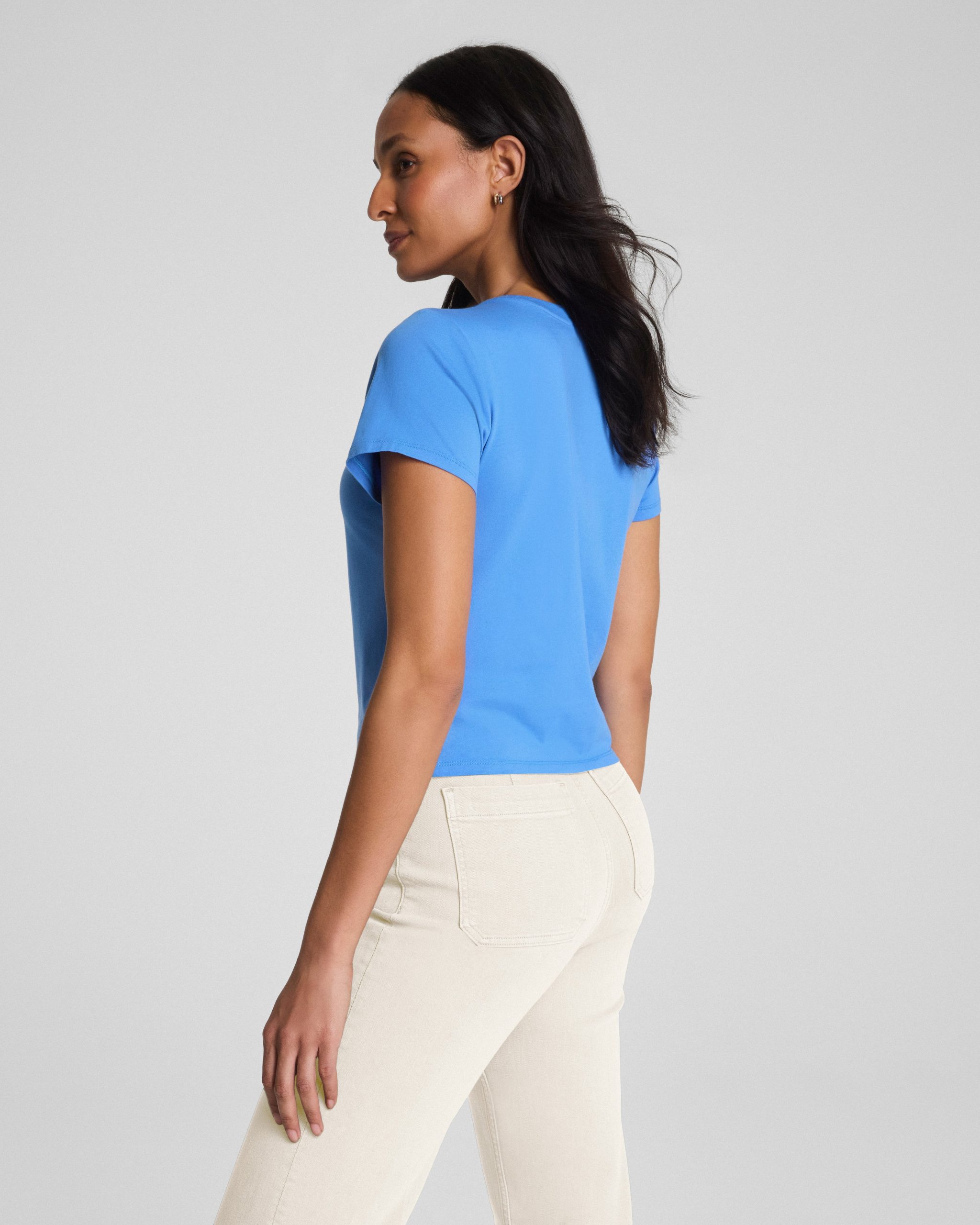 karla welch for SPANX? Cropped 70s Tee | French Blue - Image 2