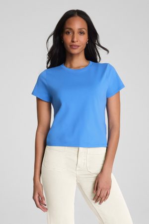 karla welch for SPANX? Cropped 70s Tee | French Blue