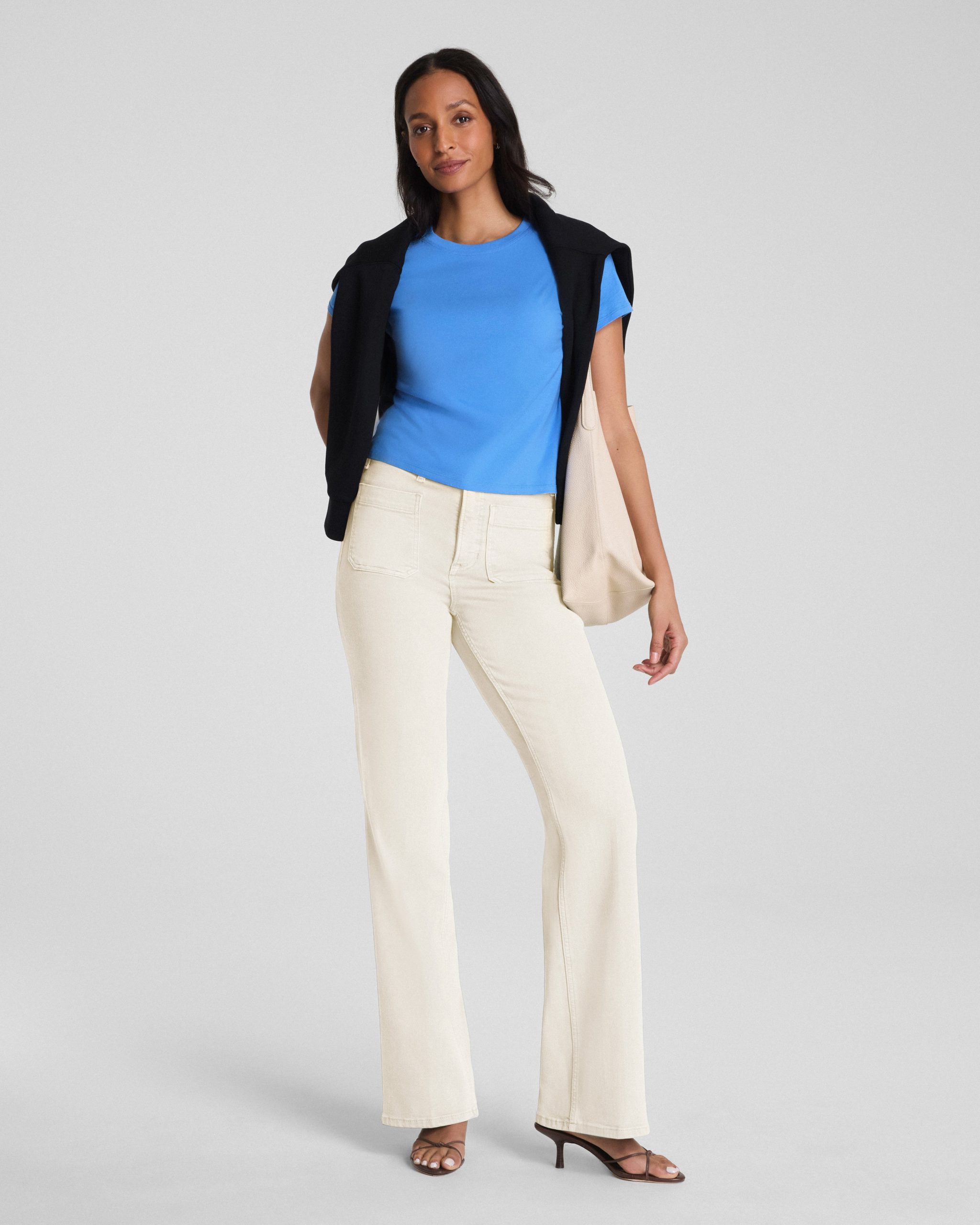 karla welch for SPANX? Cropped 70s Tee | French Blue - Image 4