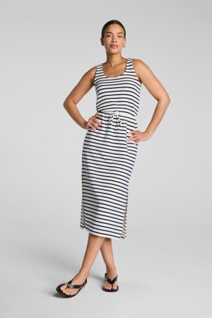 SPANX AirEssentials? Drawstring Maxi Tank Dress | Powder/Timeless Navy Stripe
