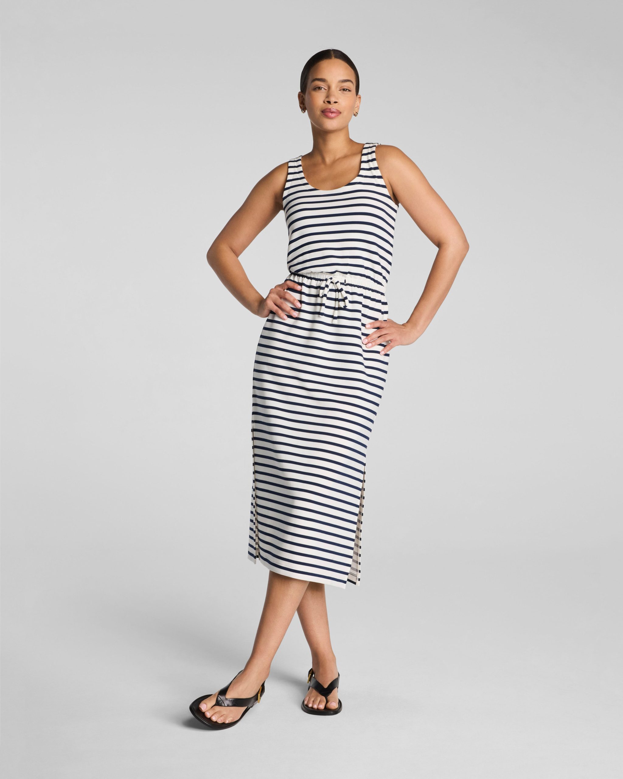 SPANX AirEssentials? Drawstring Maxi Tank Dress | Powder/Timeless Navy Stripe