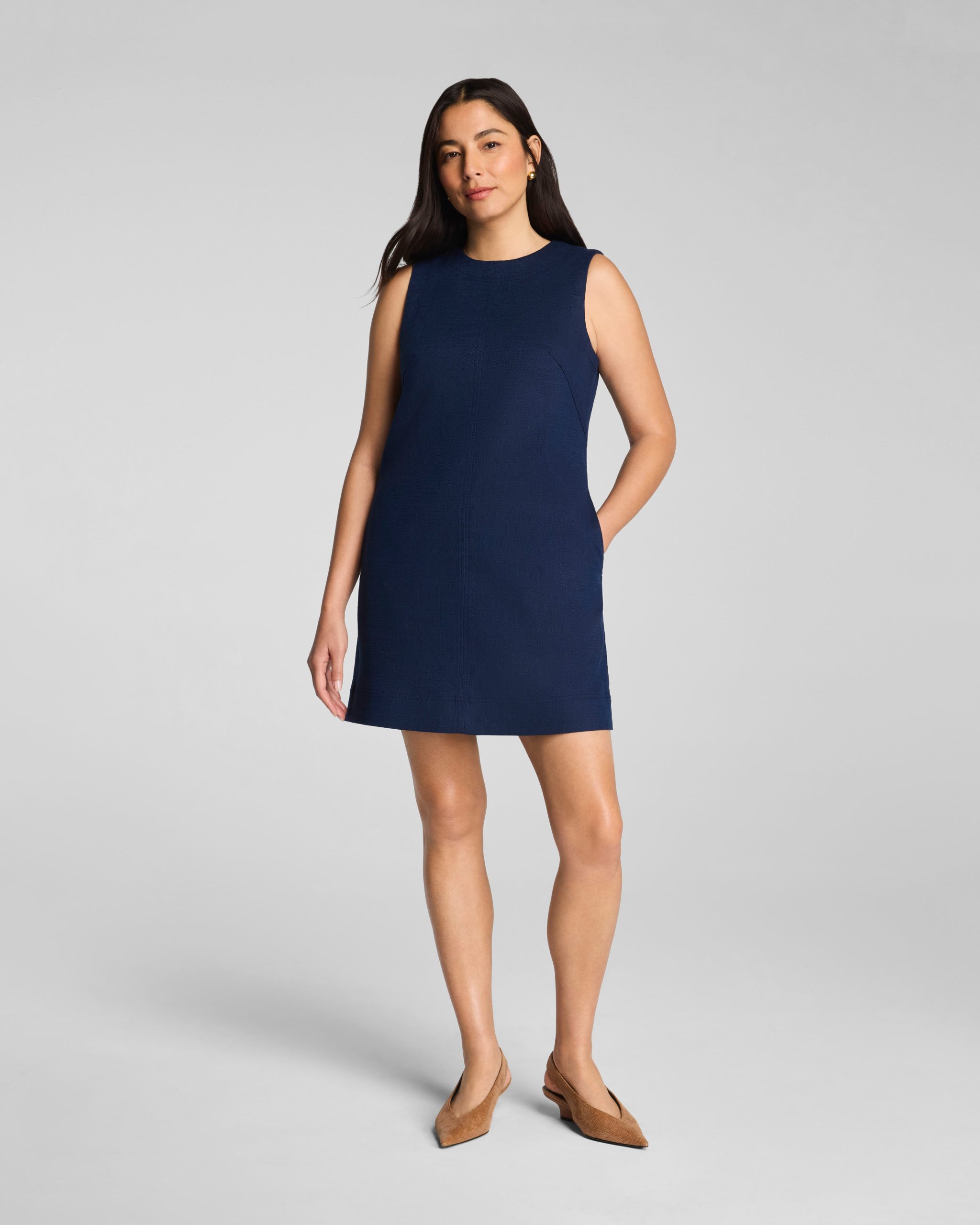 SPANX? EasyBreezy Cotton Linen Mini Dress | Timeless Navy