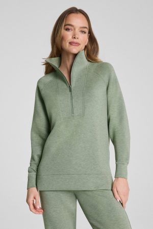 SPANX AirEssentials? Half Zip Tunic | Sage Brush Heather