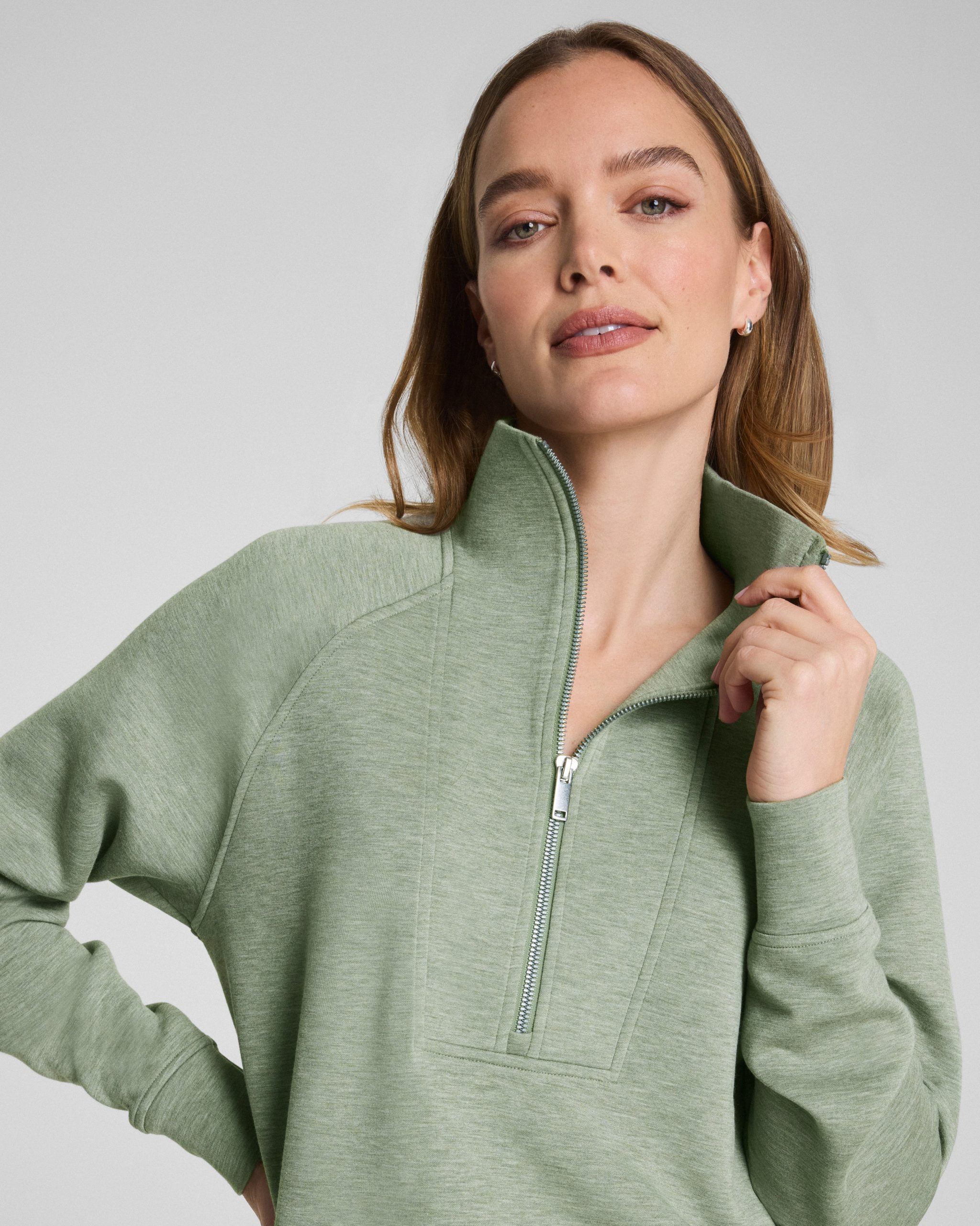 SPANX AirEssentials? Half Zip Tunic | Sage Brush Heather - Image 3