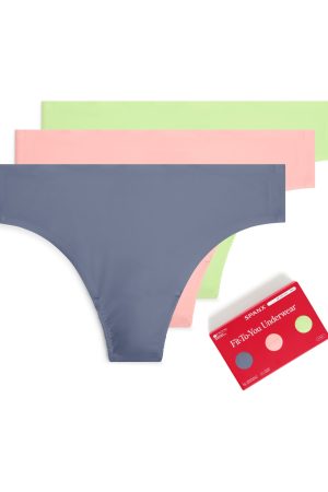 SPANXsmooth? Fit-To-You Thong 3-Pack Box | Rain/Begonia/Zest