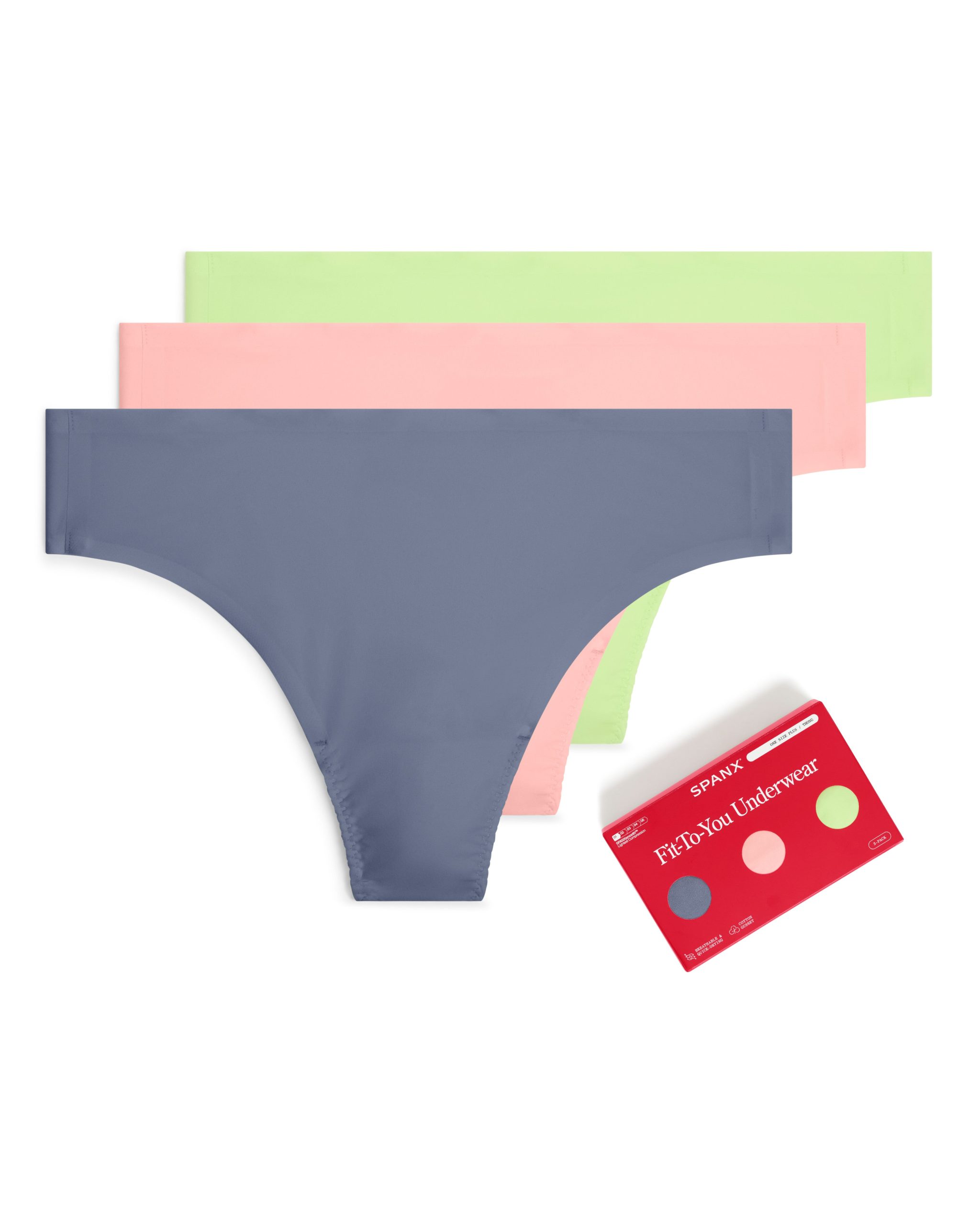 SPANXsmooth? Fit-To-You Thong 3-Pack Box | Rain/Begonia/Zest