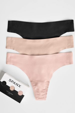 SPANXsmooth? Fit-To-You Thong 3-Pack Box | Very Black/Naked 2.0/Vintage Rose