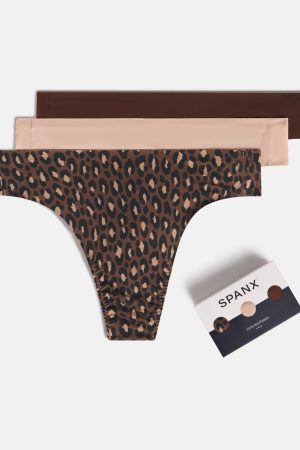 SPANXsmooth? Fit-To-You Thong 3-Pack Box | Iconic Leopard/Naked 2.0/Espresso