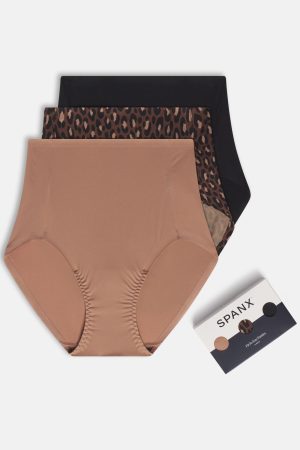 SPANXsmooth? Fit-To-You Brief 3-Pack Box | Cafe Au Lait/Iconic Leopard/Very Black