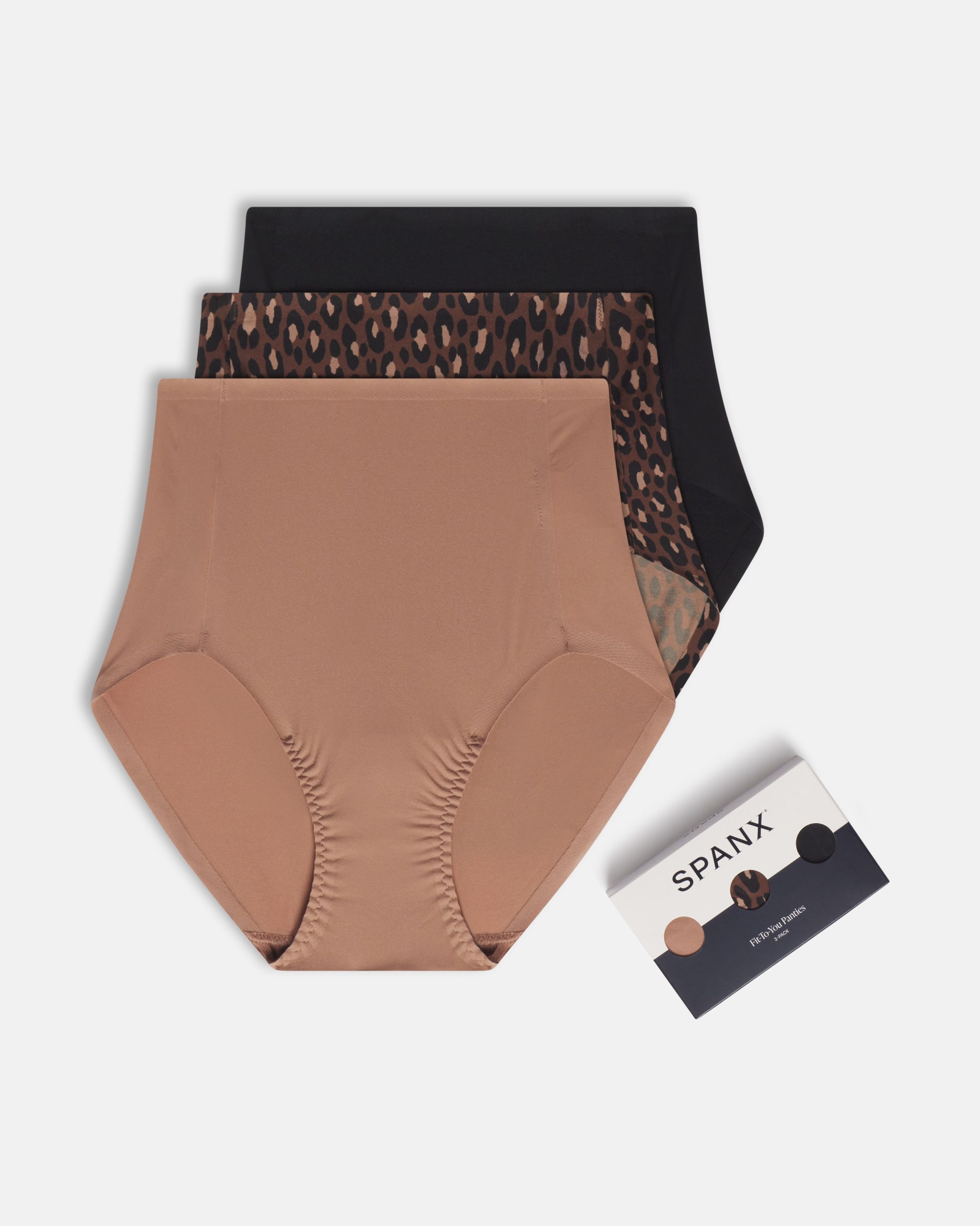 SPANXsmooth? Fit-To-You Brief 3-Pack Box | Cafe Au Lait/Iconic Leopard/Very Black