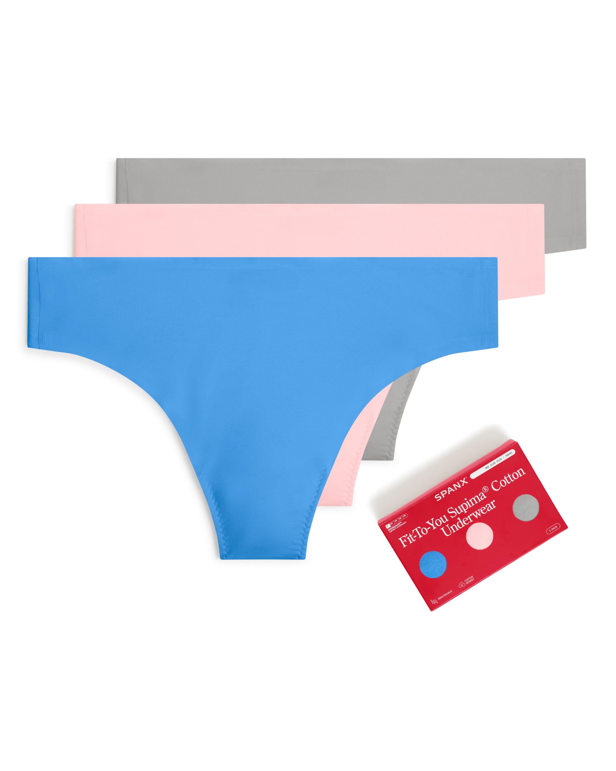 SPANXsmooth? Fit-To-You Supima? Cotton Thong 3-Pack Box | Aster/Rosebud/Basalt
