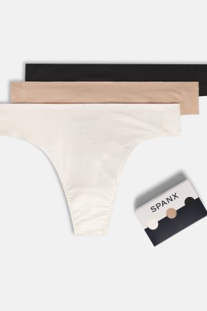 SPANXsmooth? Fit-To-You Supima? Cotton Thong 3-Pack | Powder/Toasted Oatmeal/Very Black