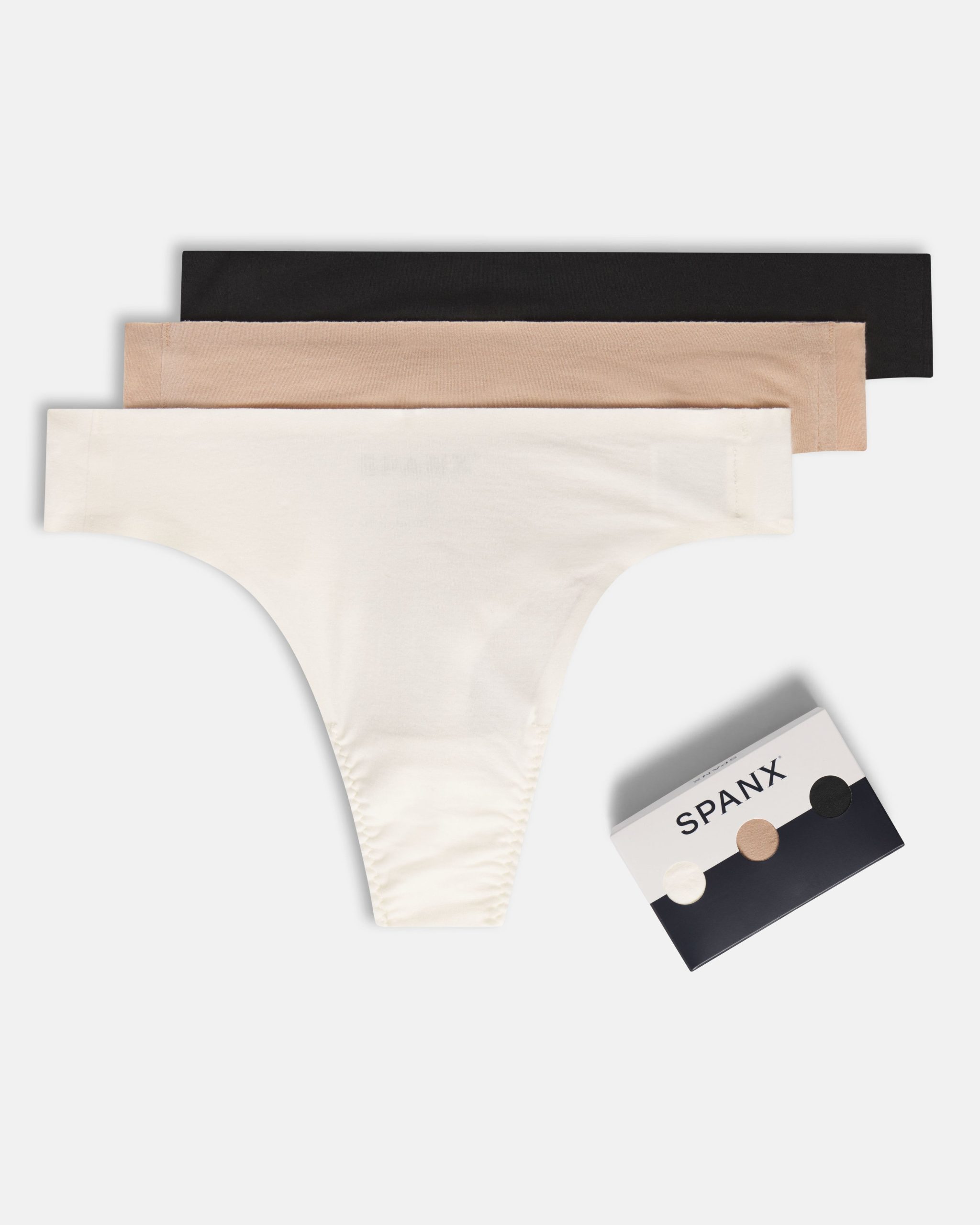 SPANXsmooth? Fit-To-You Supima? Cotton Thong 3-Pack | Powder/Toasted Oatmeal/Very Black