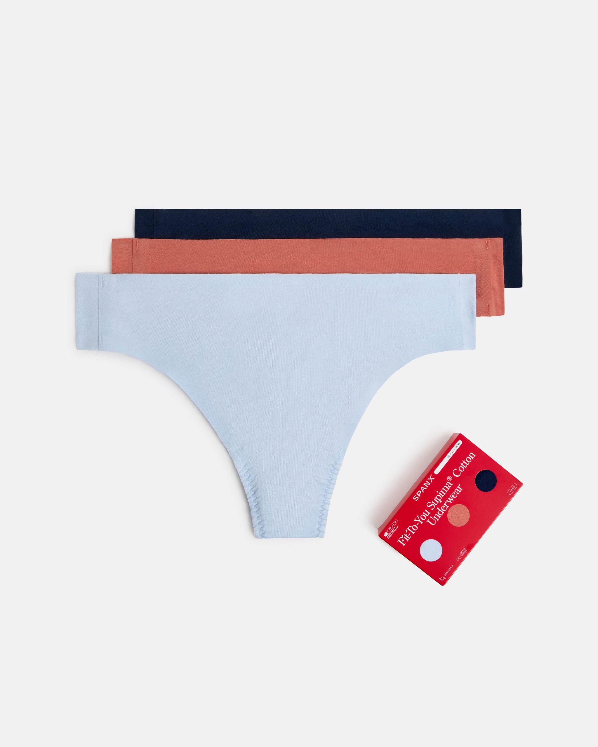 SPANXsmooth? Fit-To-You Supima? Cotton Thong 3-Pack Box | Summit/Clay/Timeless Navy