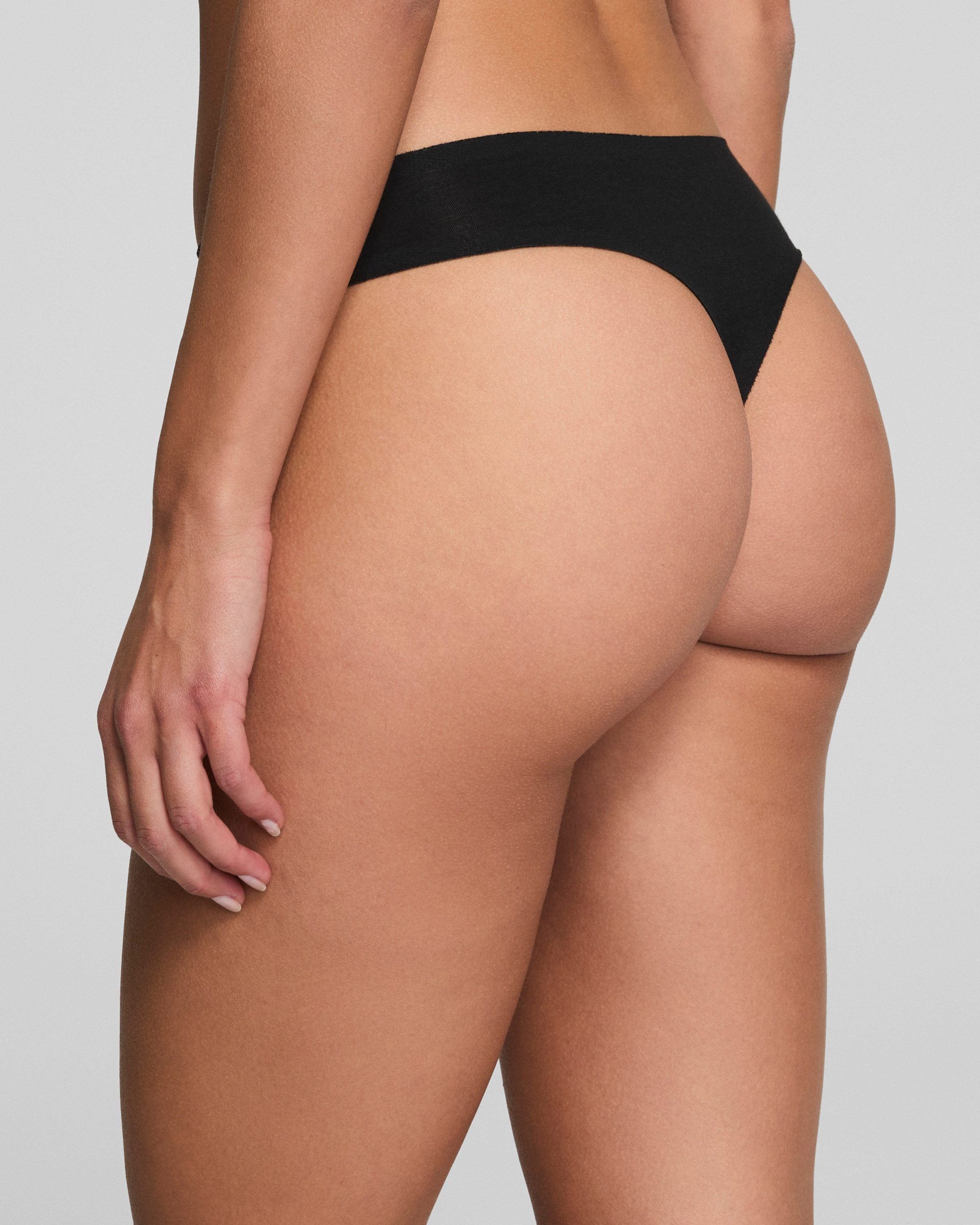 SPANXsmooth? Fit-To-You Supima? Cotton Thong 3-Pack | Very Black - Image 3
