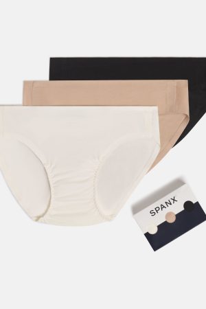SPANXsmooth? Fit-To-You Supima? Cotton Bikini 3-Pack | Powder/Toasted Oatmeal/Very Black