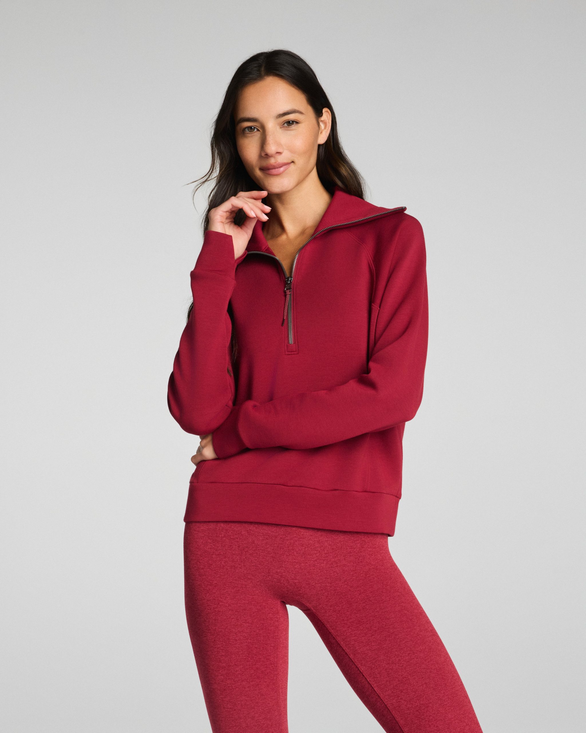 SPANX AirEssentials? Half Zip | Red Merlot