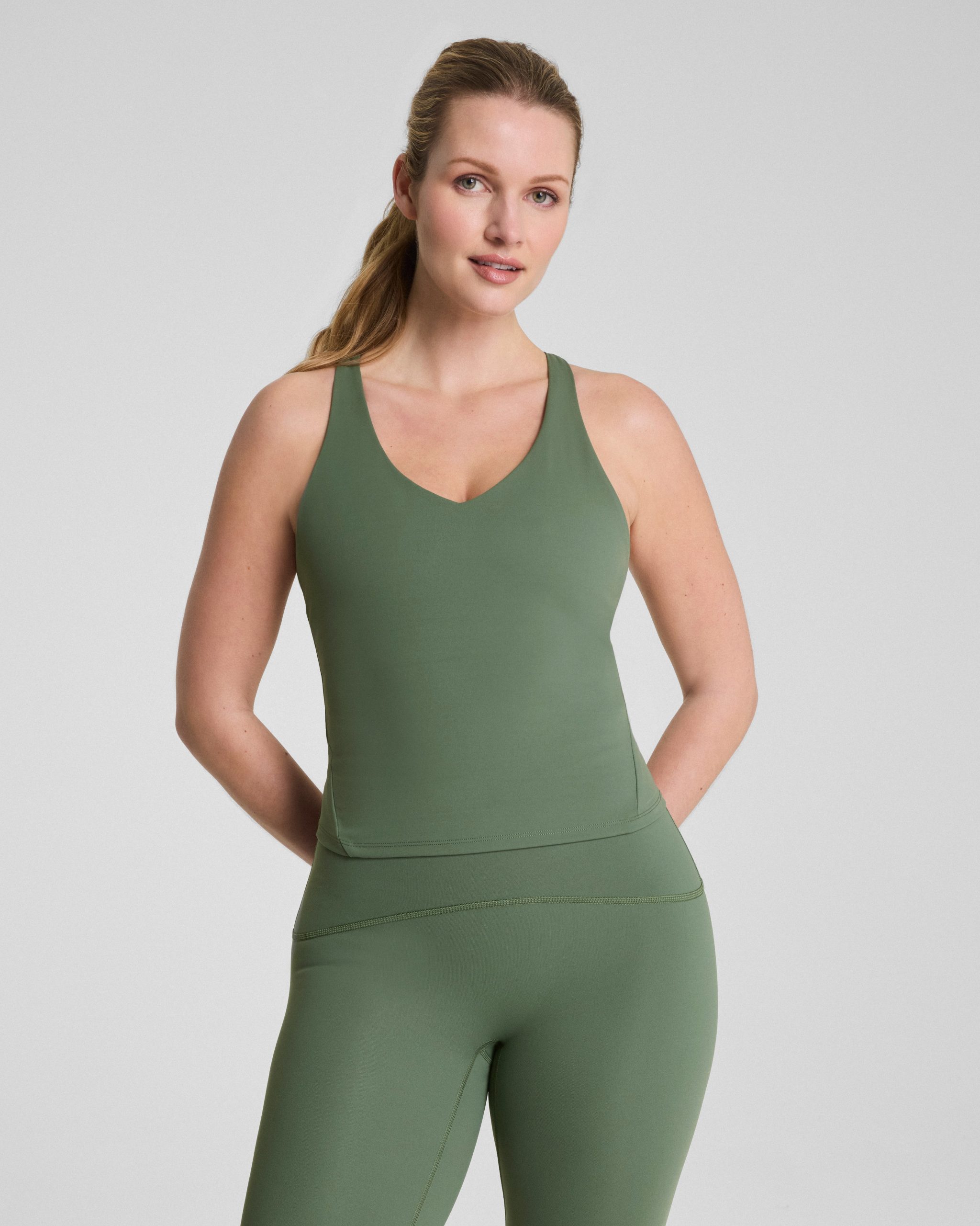 SPANX? BoostUp V-Neck Shelf Tank | Eucalyptus