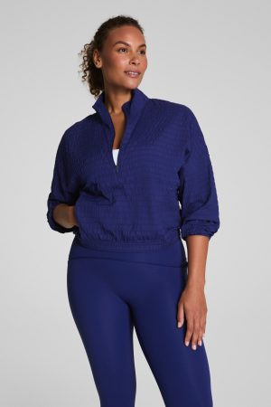 SPANX? Get Moving Textured Half Zip | Midnight Iris