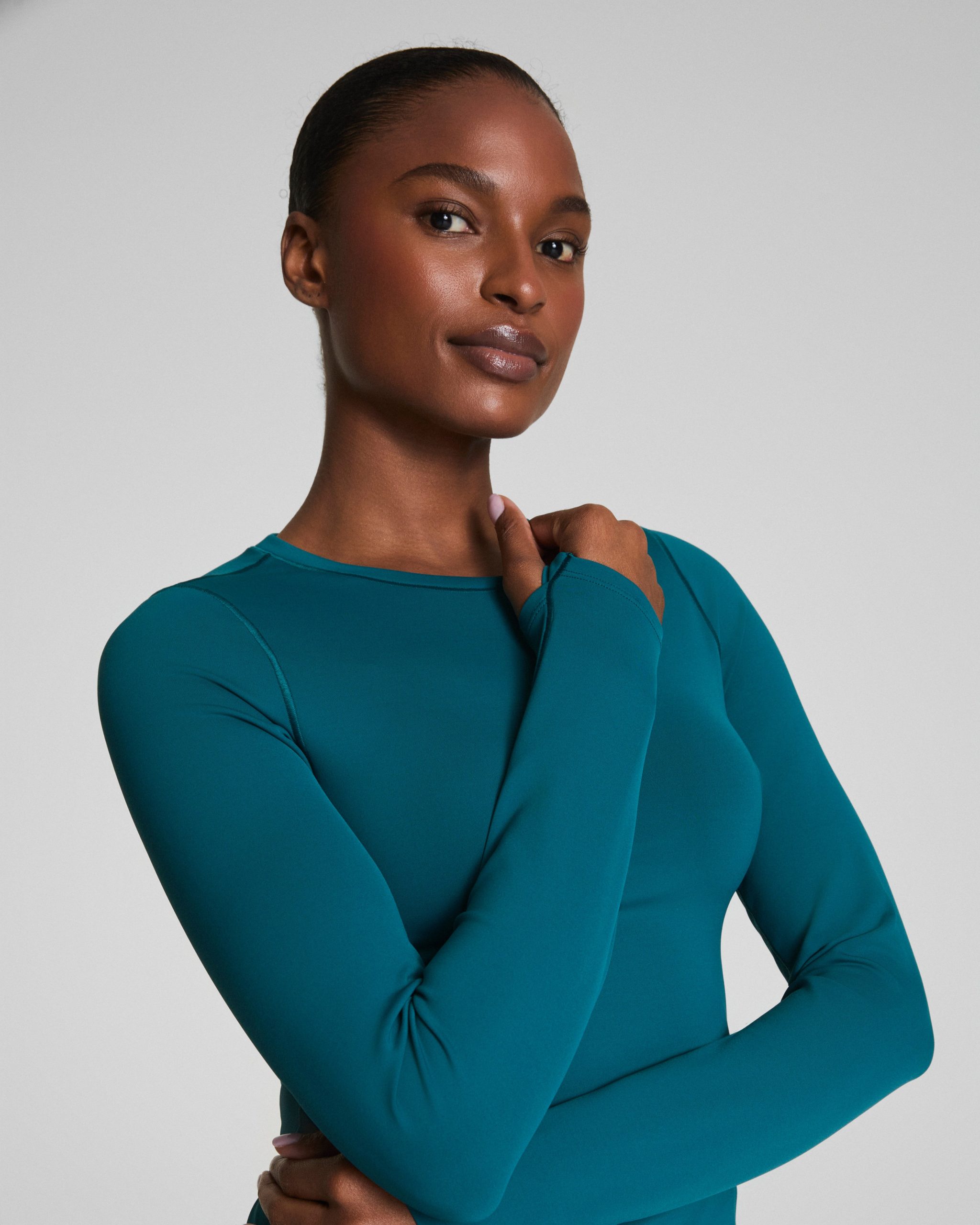 SPANXshape? Get Moving Long Sleeve Top with SecretSweat Tech | Light Emerald Bay - Image 3