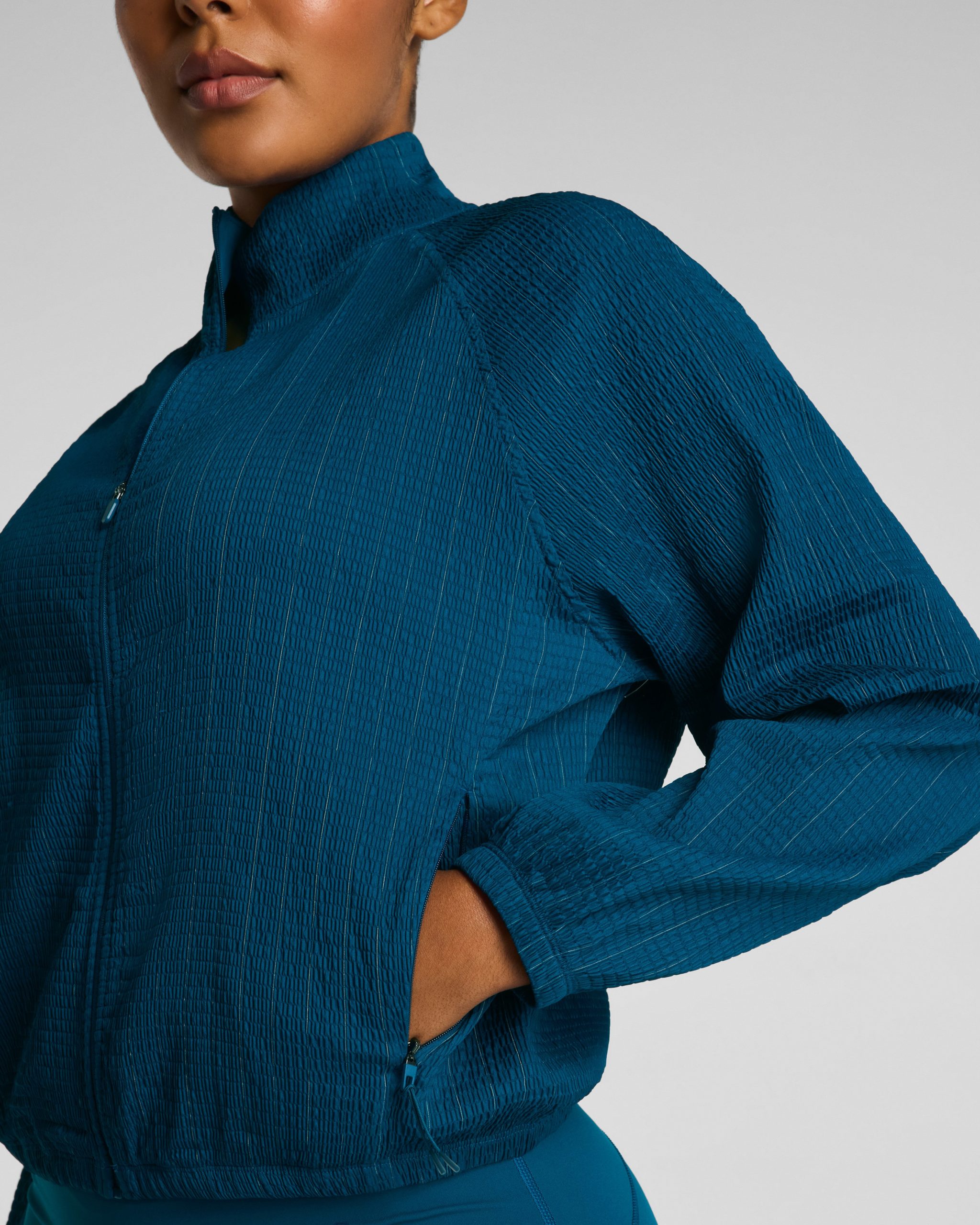SPANX? BoostUp Glow Weave Full Zip Jacket | Deep Cove - Image 3