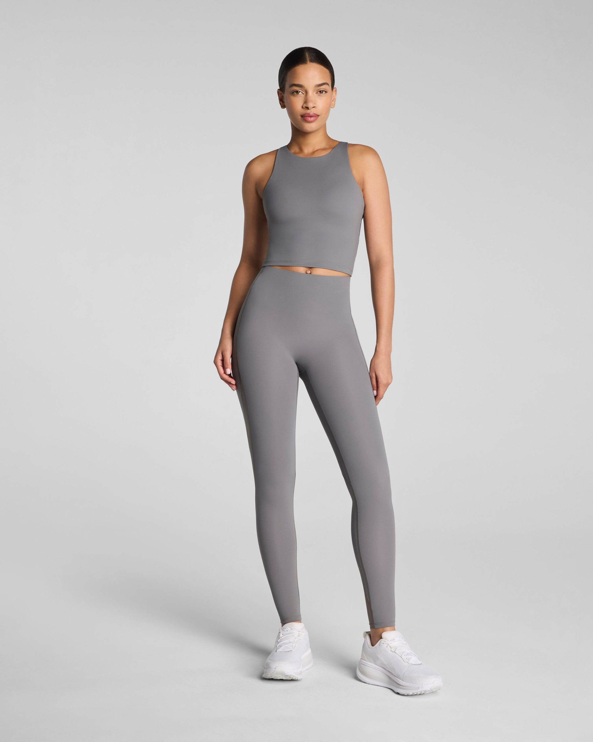 SPANX? BodyLine High Neck Cropped Tank with FlexForm Cups | Anthracite - Image 3