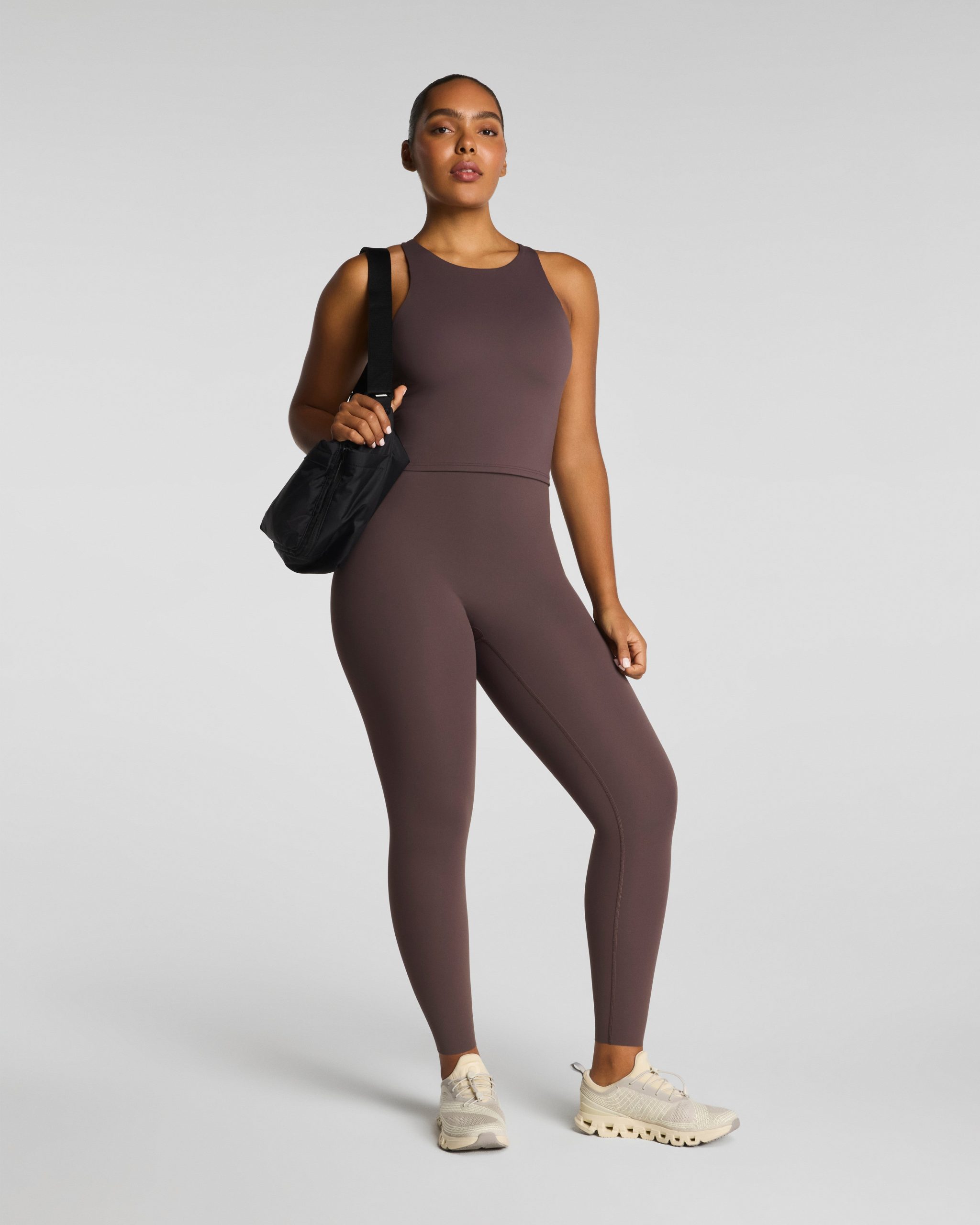 SPANX? BodyLine High Neck Cropped Tank with FlexForm Cups | Dark Cacao - Image 4