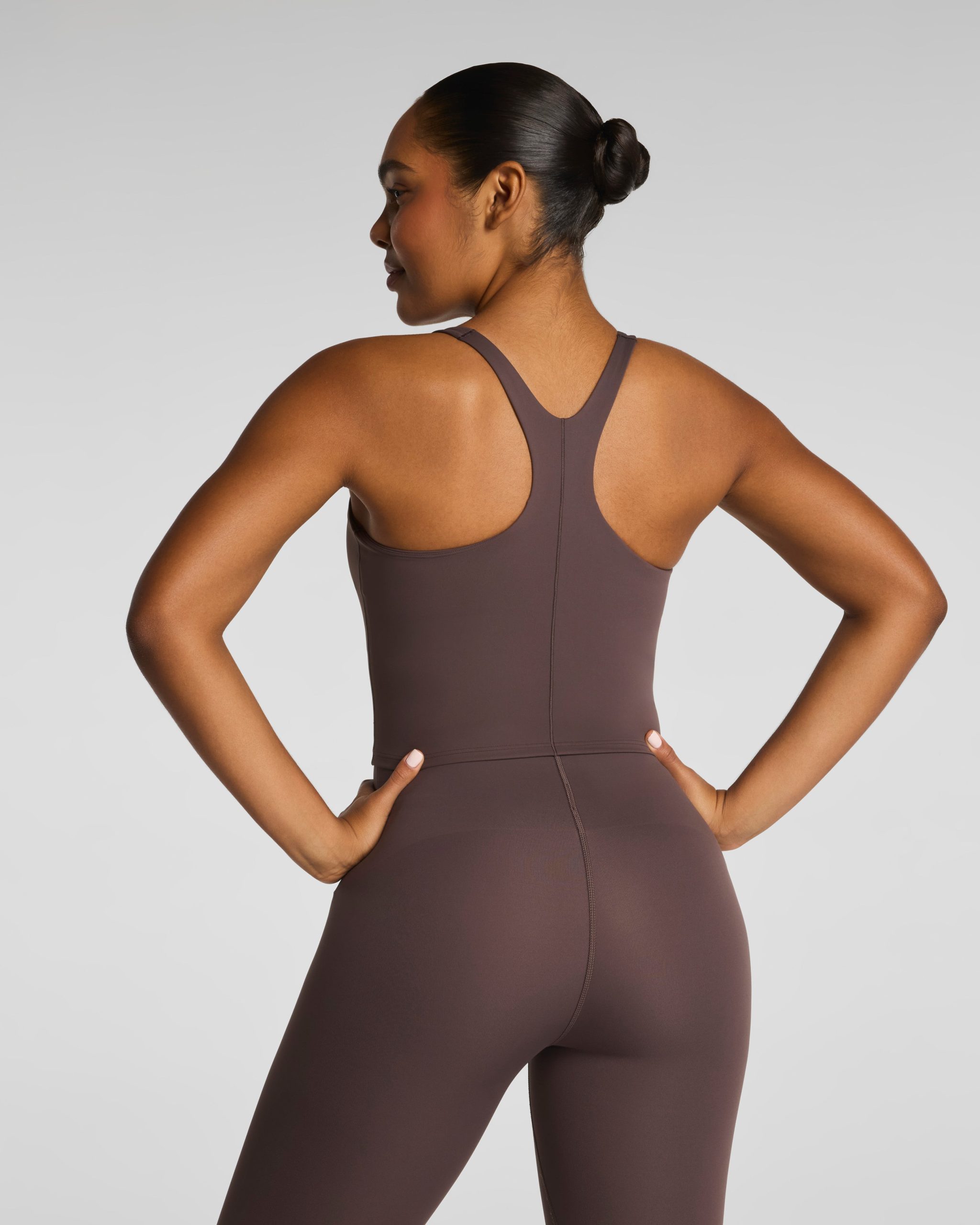 SPANX? BodyLine High Neck Cropped Tank with FlexForm Cups | Dark Cacao - Image 2