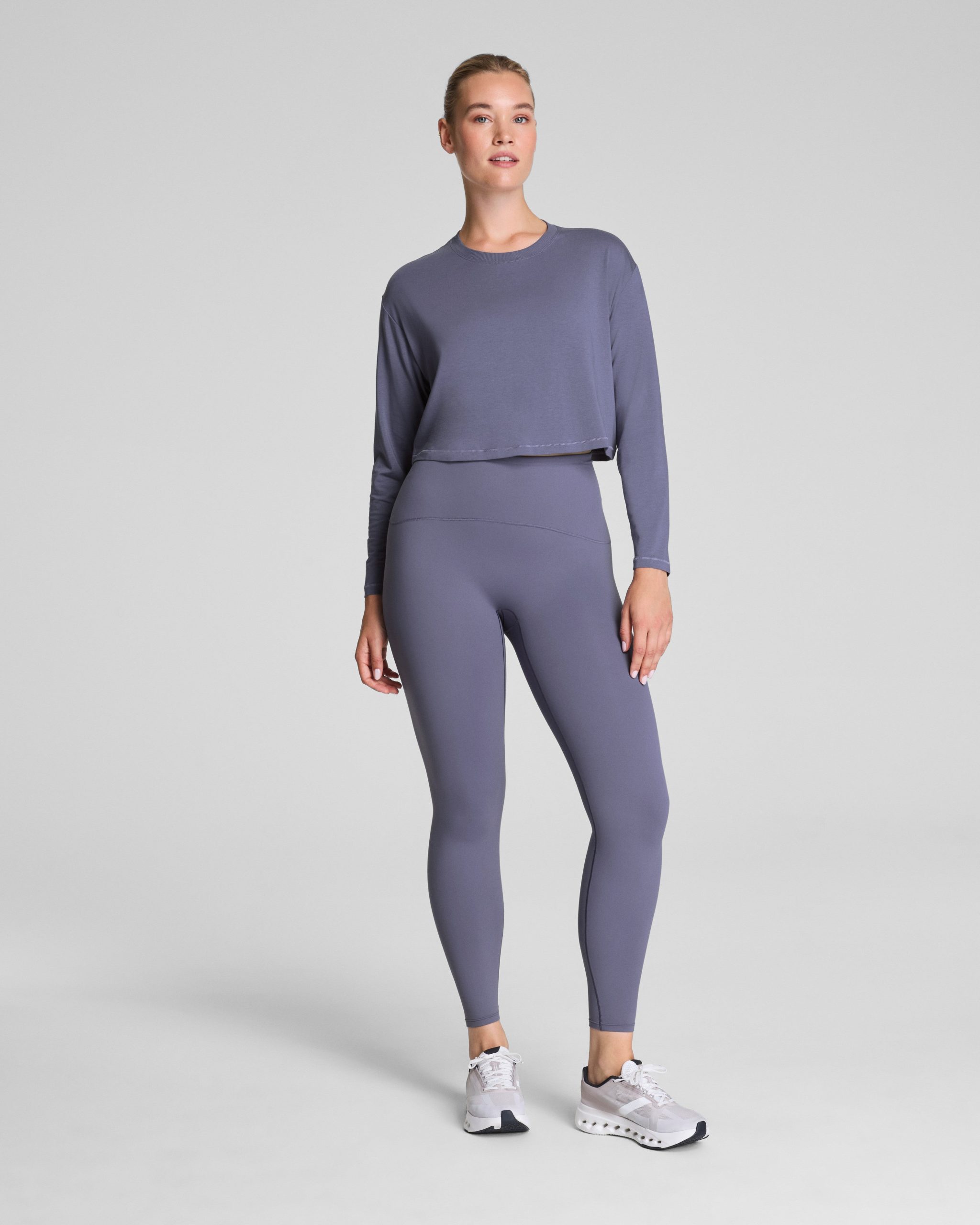 SPANX? Outpace Cropped Long Sleeve Top | Pewter - Image 3