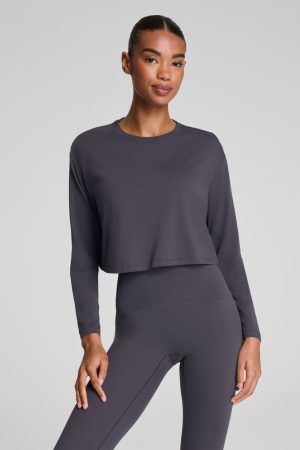SPANX? Outpace Cropped Long Sleeve Top | Storm