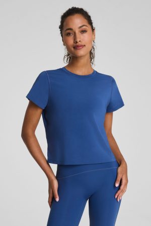 SPANX? BoostUp Crewneck Tee with StayCool Tech | Faded Indigo