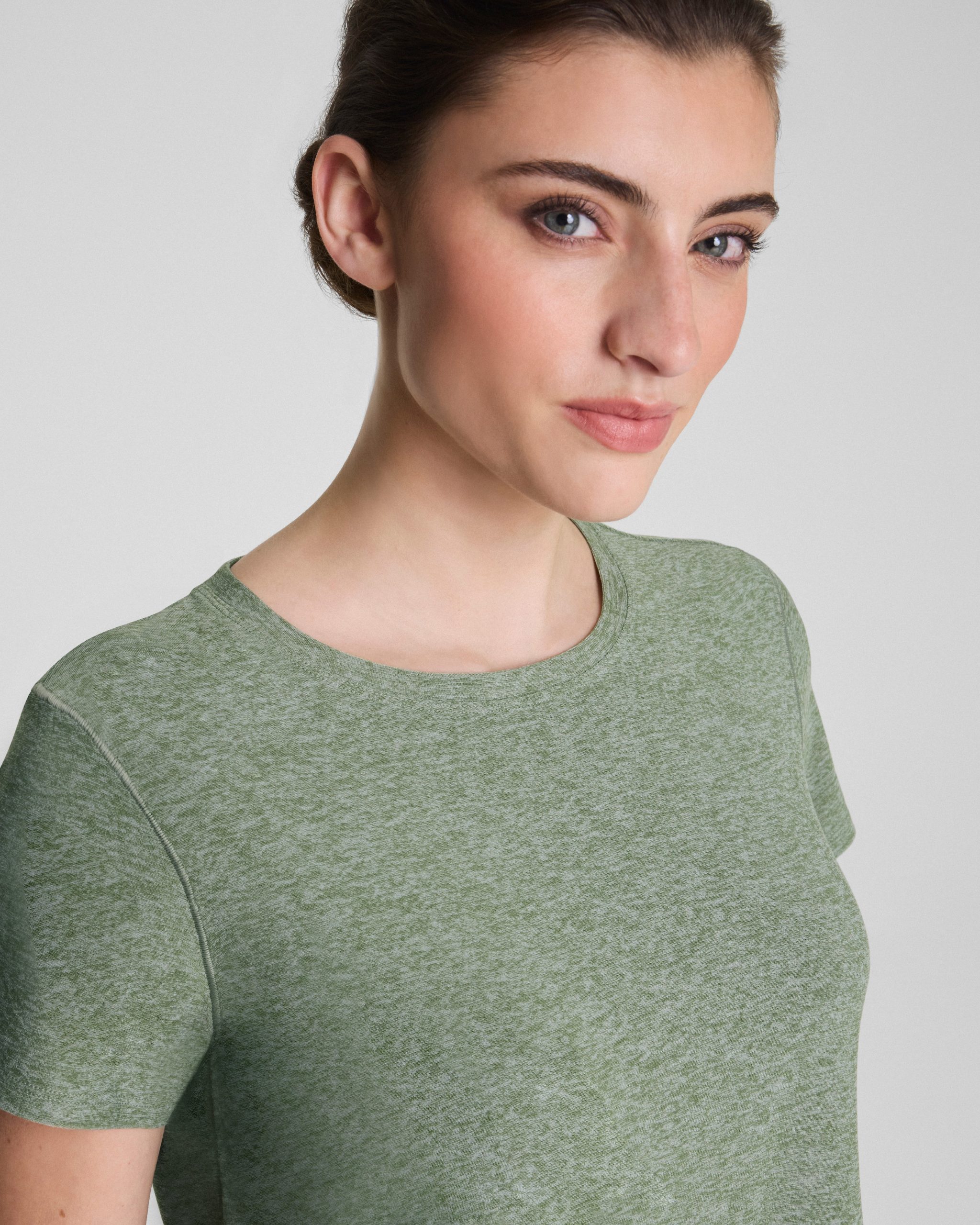 SPANX? SoftStretch Crewneck Tee | Sage Leaf Heather - Image 3