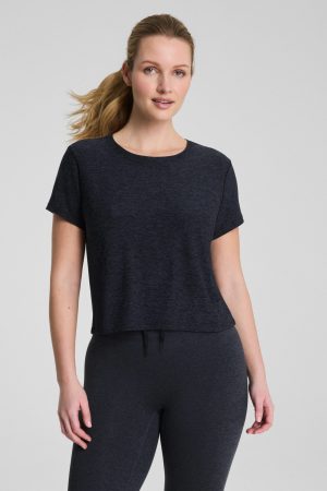 SPANX? SoftStretch Crewneck Tee | Very Black/Light Very Black
