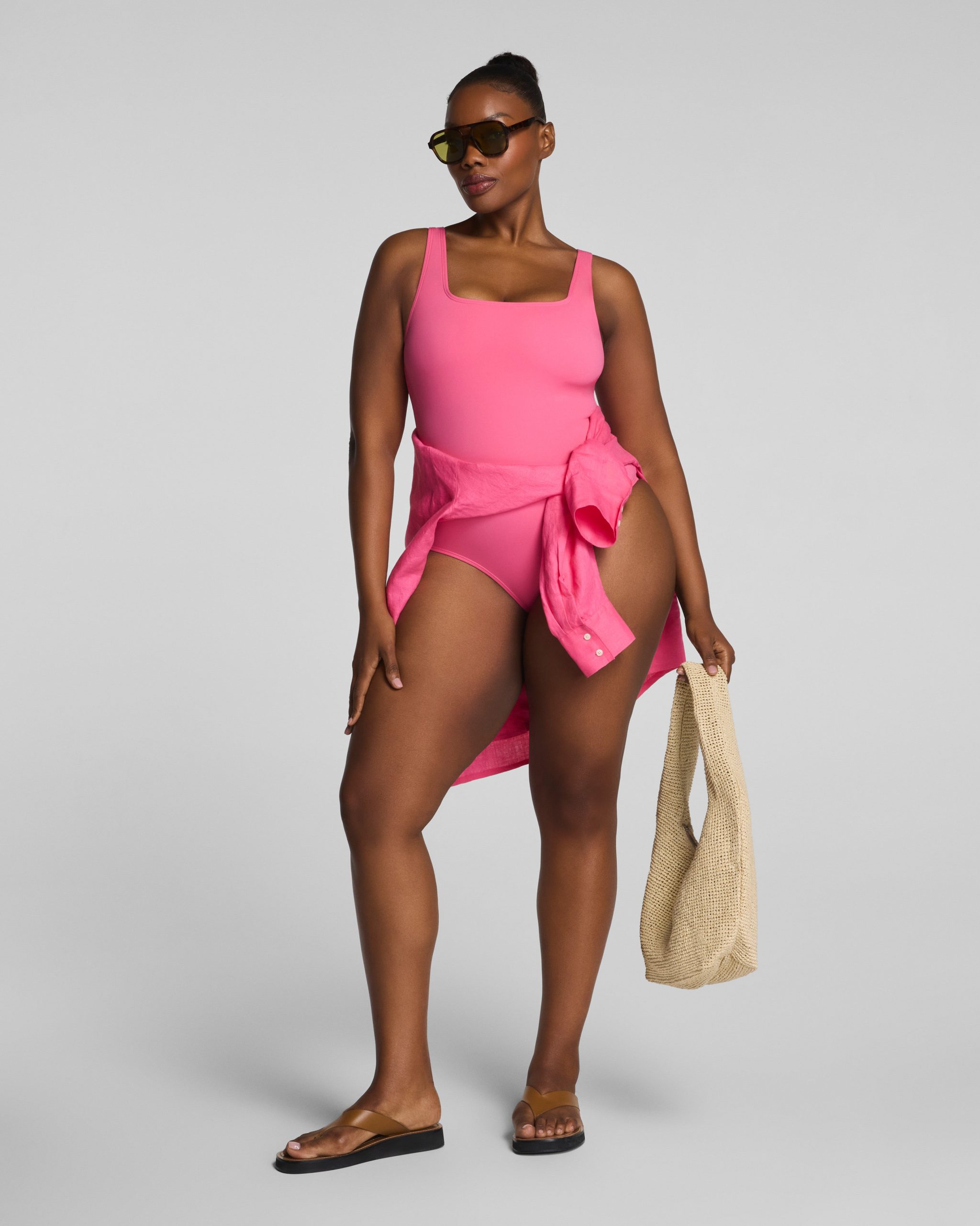 SPANXsculpt? Swim Square Neck One Piece | Hibiscus - Image 3